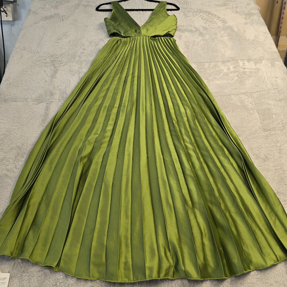 Abercrombie & Fitch Green Pleated Maxi Dress Sz S Cutout Open Back Wedding Guest - Picture 7 of 13